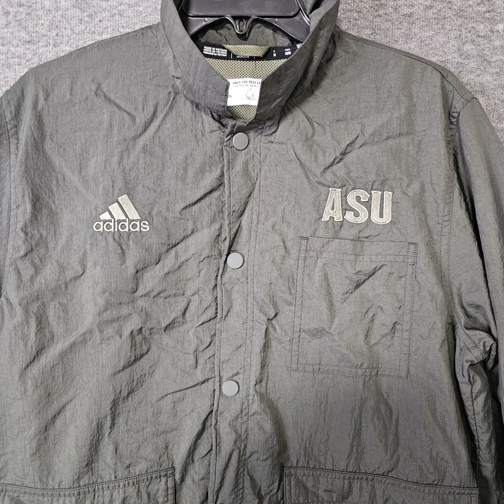 ADIDAS ASU American Flag Patch Windbreaker Jacket Men's Size Medium Army‎ Green